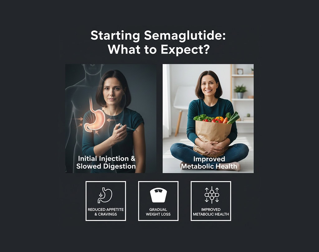 infographic depicting woman starting semaglutide